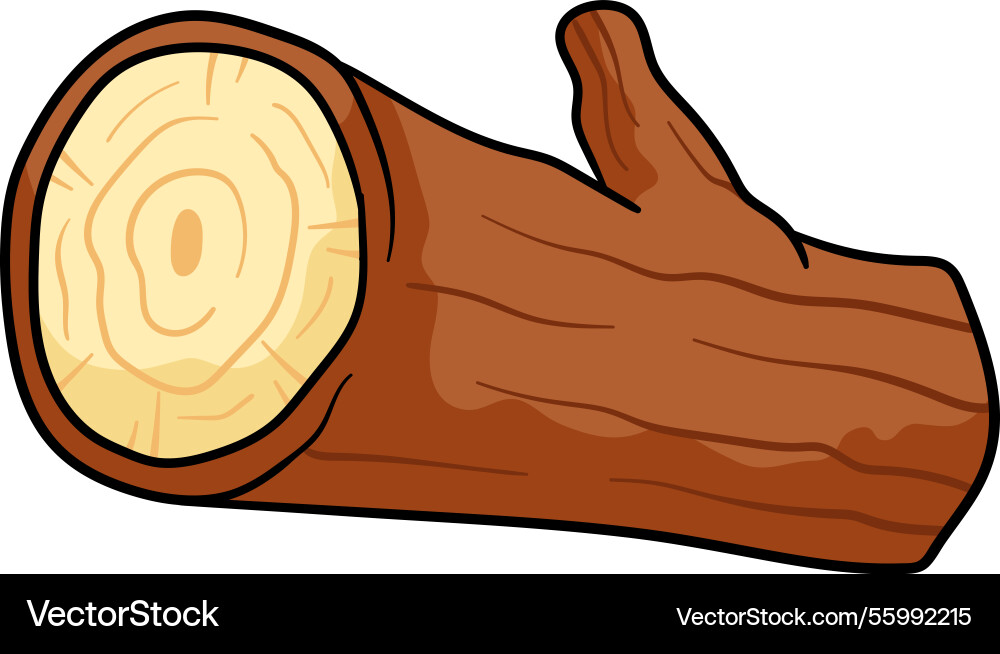 Single wooden log with a small branch visible Vector Image