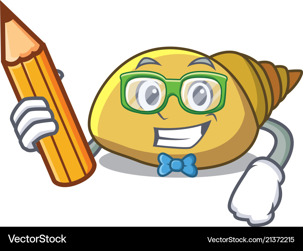 Student mollusk shell character cartoon Vector Image