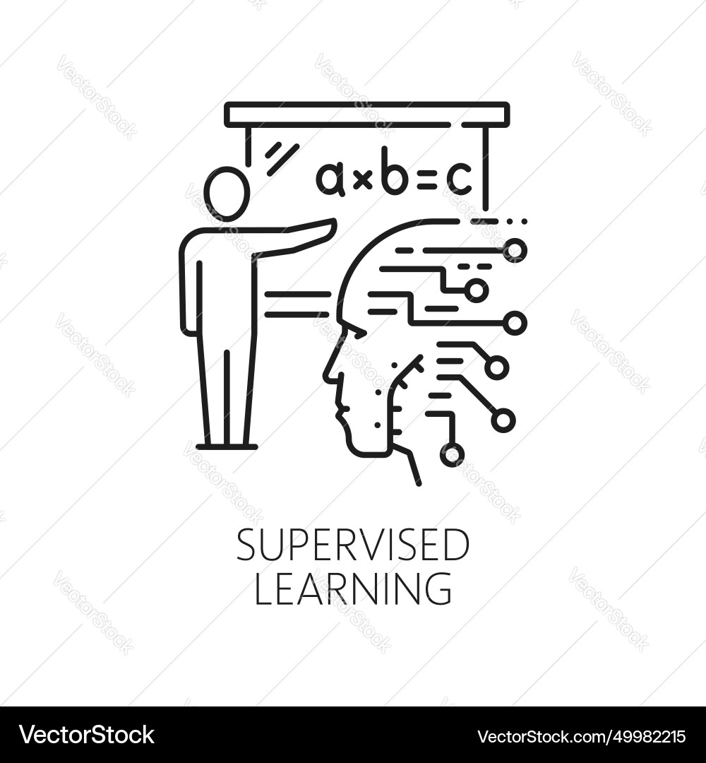 Supervised learning artificial intelligence icon Supervised learning artificial intelligence icon vector image