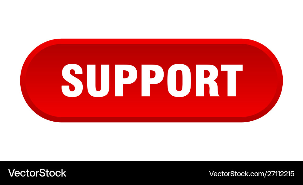 Support button rounded red sign Vector Image