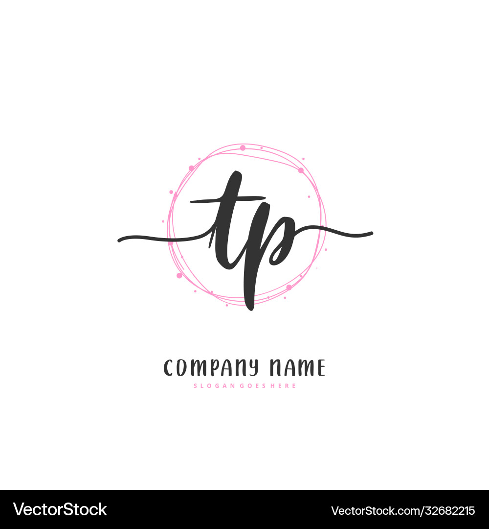 T p tp initial handwriting and signature logo Vector Image