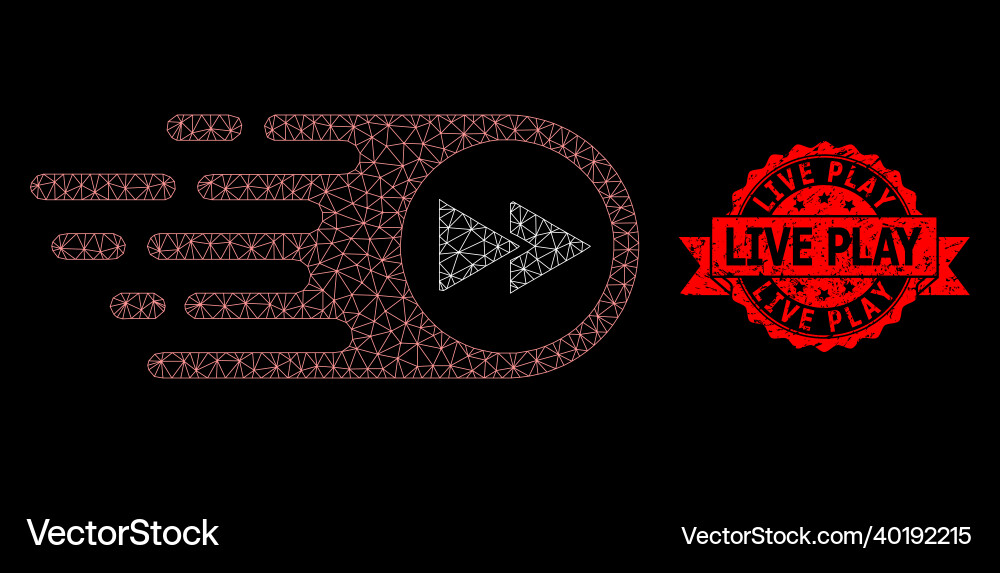 Textured live play seal and web network Textured live play seal and web network vector image