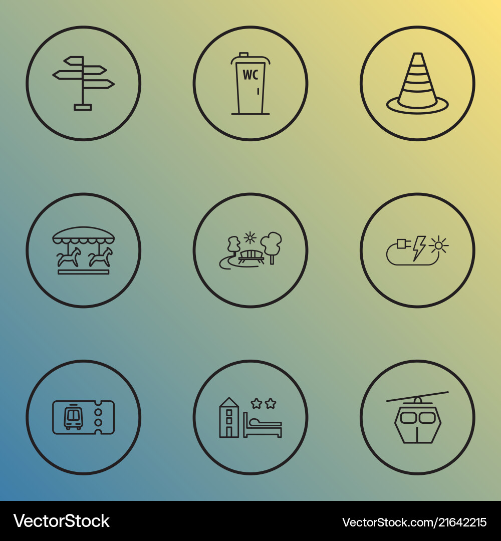 Urban icons line style set with navigation sign Urban icons line style set with navigation sign vector image