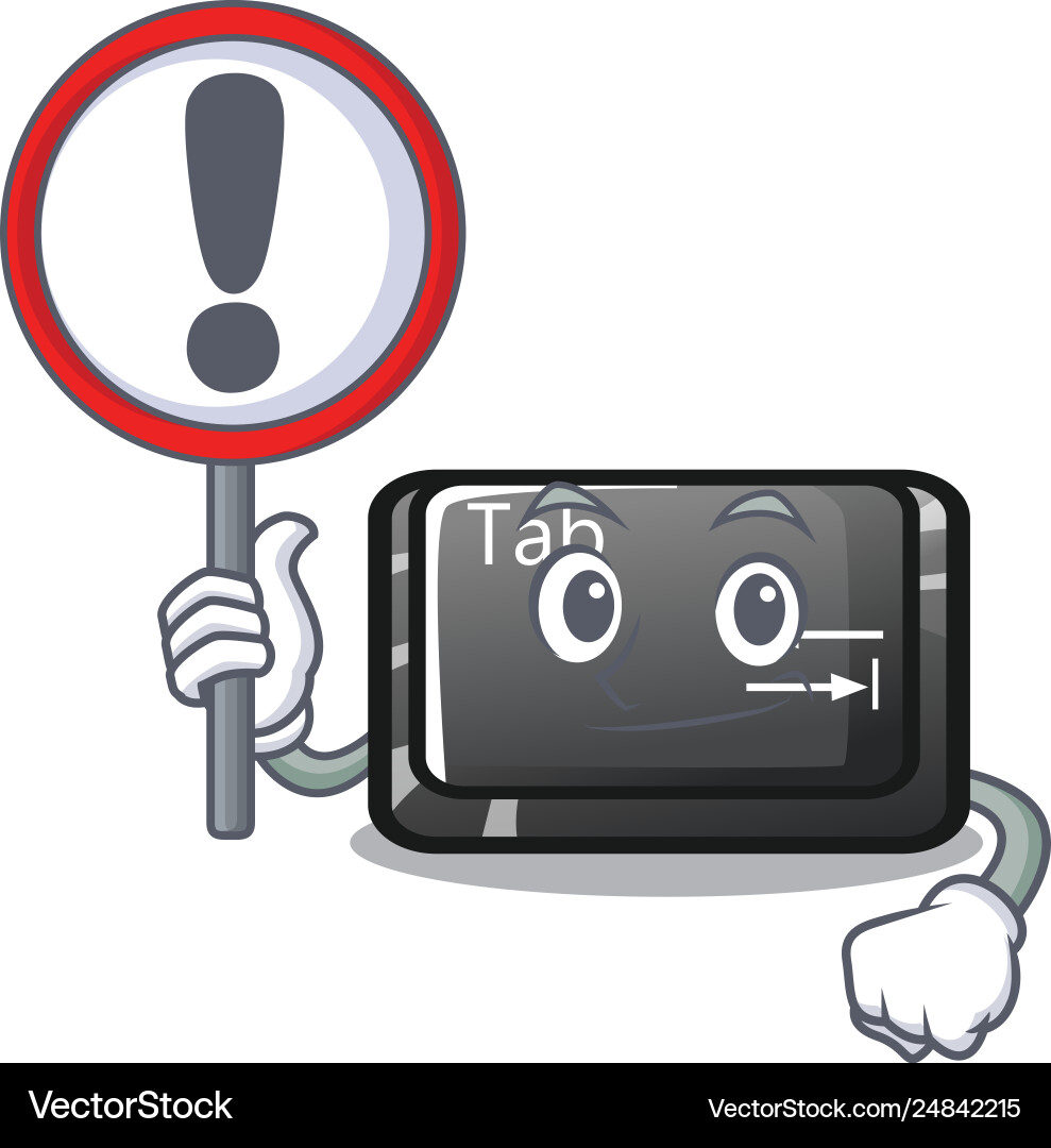 With sign tab button installed on computer With sign tab button installed on computer vector image