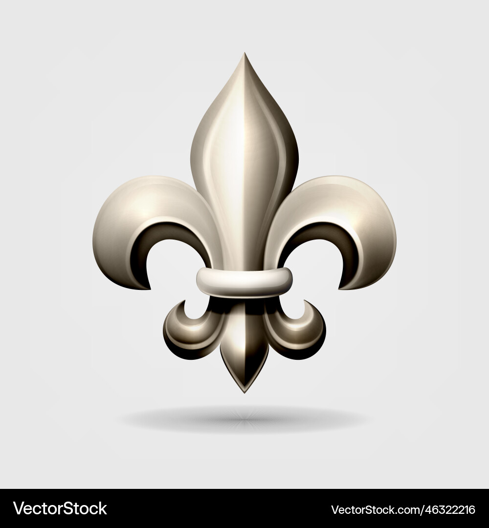 3d realistic gray silver fleur de lis icon 3d realistic gray silver fleur de lis icon vector image