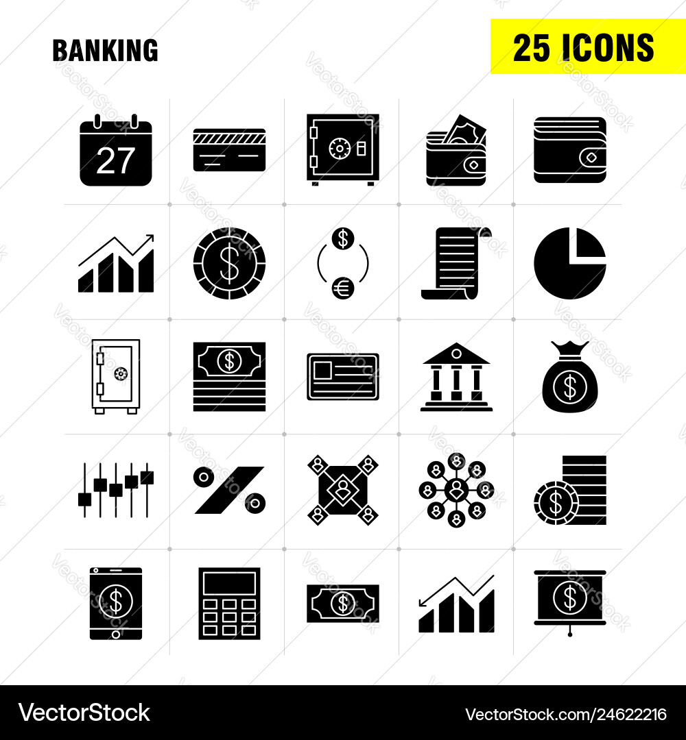 Banking solid glyph icon for web print and mobile Vector Image