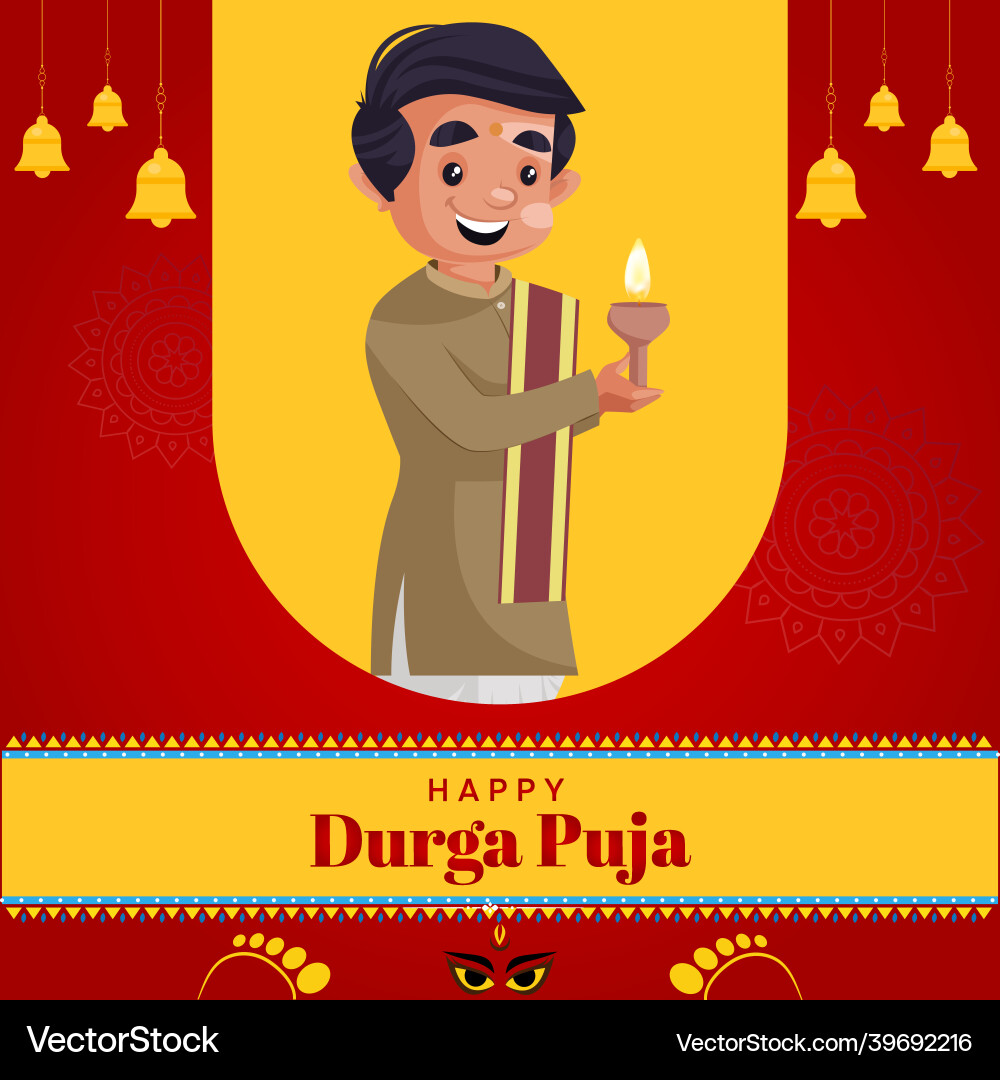 Banner design of happy durga puja vector image