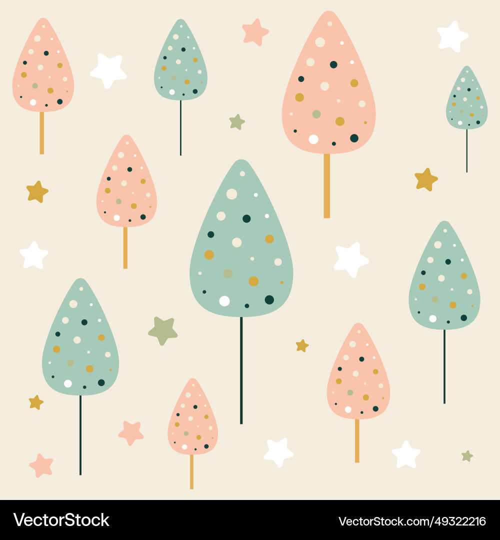 Christmas background with cute tree pattern design vector image