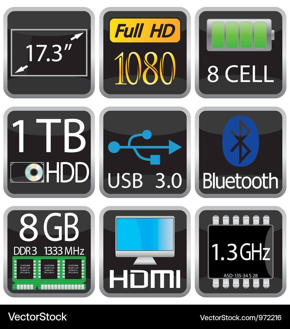 Computer Icon Set Vector Image