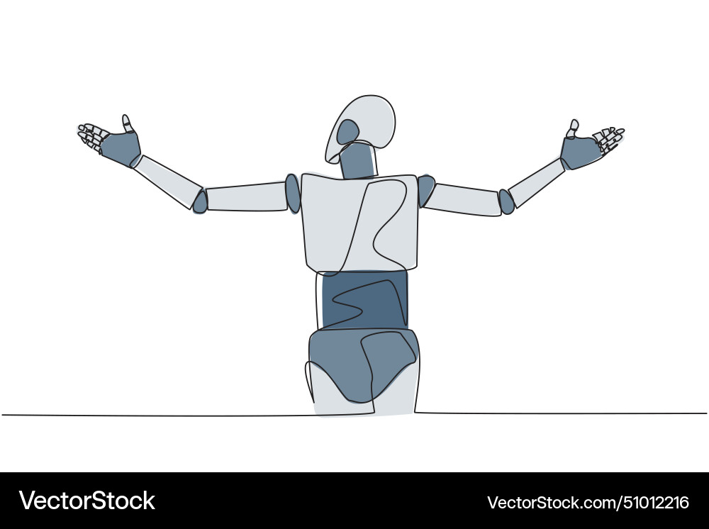 Continuous one line drawing rear view of robotic Continuous one line drawing rear view of robotic vector image