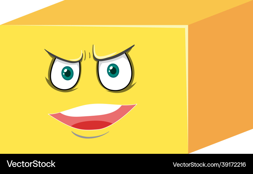 Cuboid cartoon character with face expression vector image