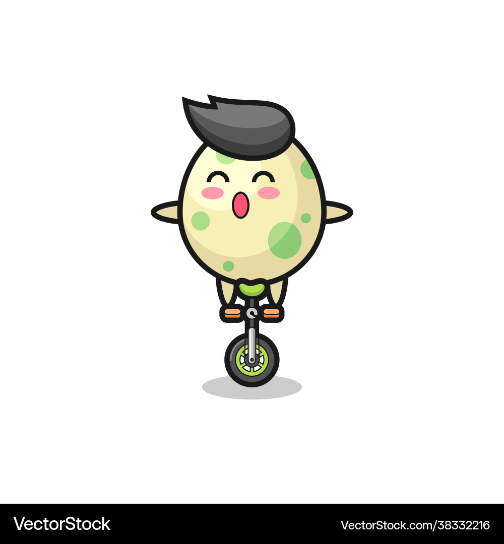 Cute spotted egg character is riding a circus Cute spotted egg character is riding a circus vector image
