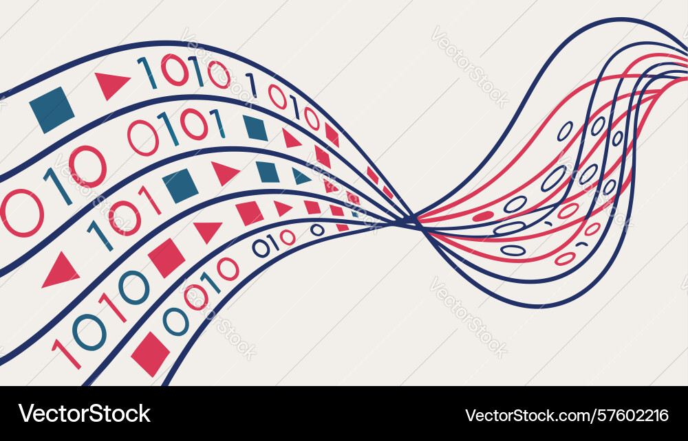 Dynamic data flow abstract binary stream design vector image