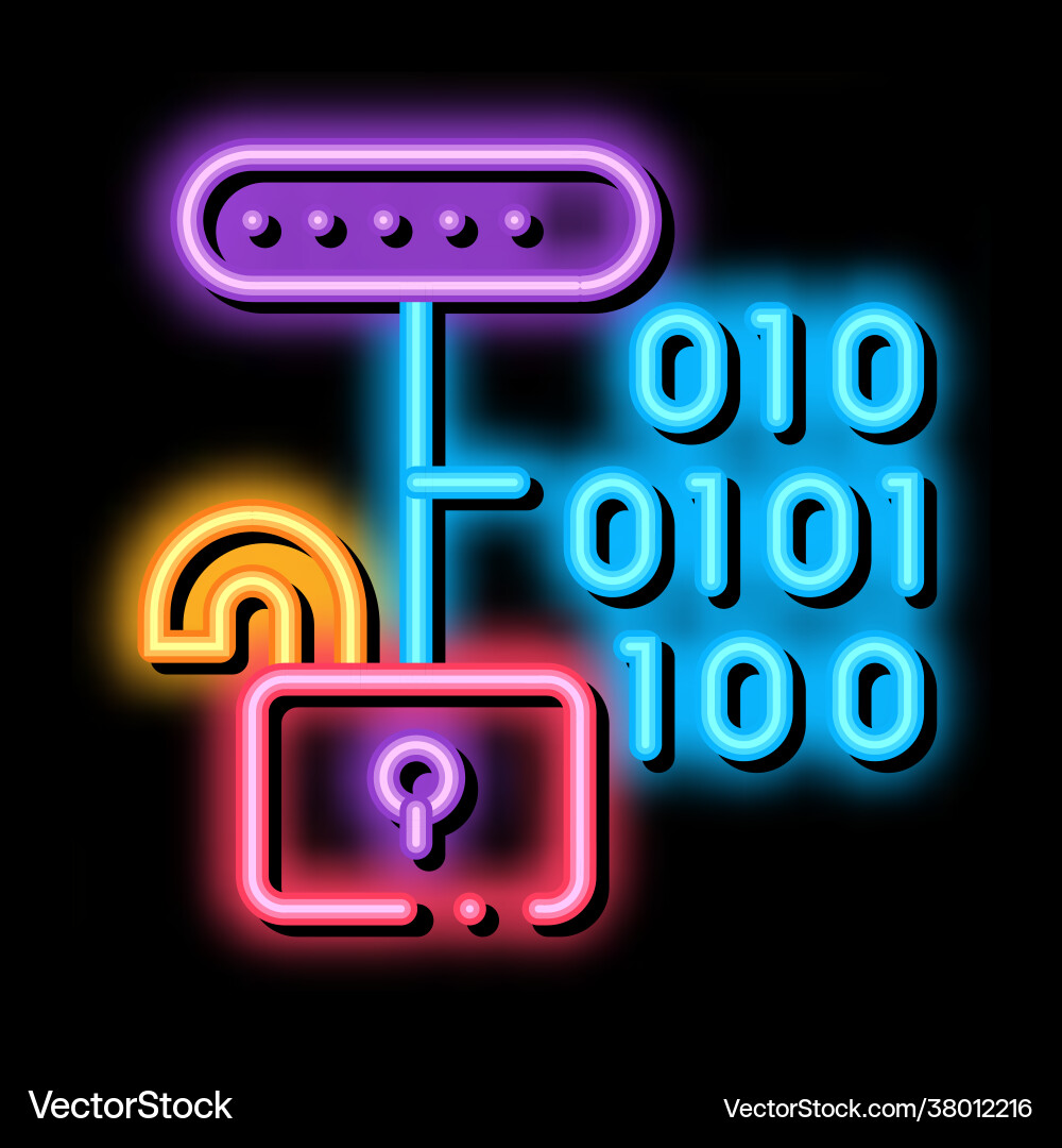 Hacking binary code neon glow icon Hacking binary code neon glow icon vector image