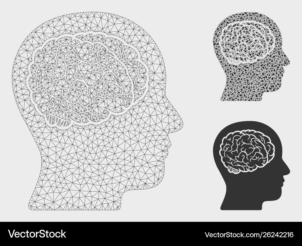 Head brain mesh wire frame model Head brain mesh wire frame model vector image