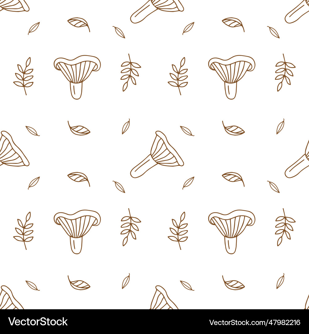 Seamless pattern mushrooms in doodle style Vector Image
