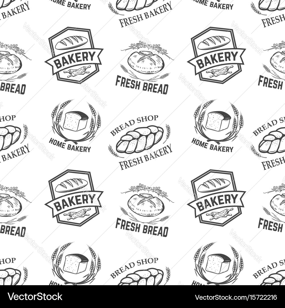Seamless pattern with bakery emblems design vector image