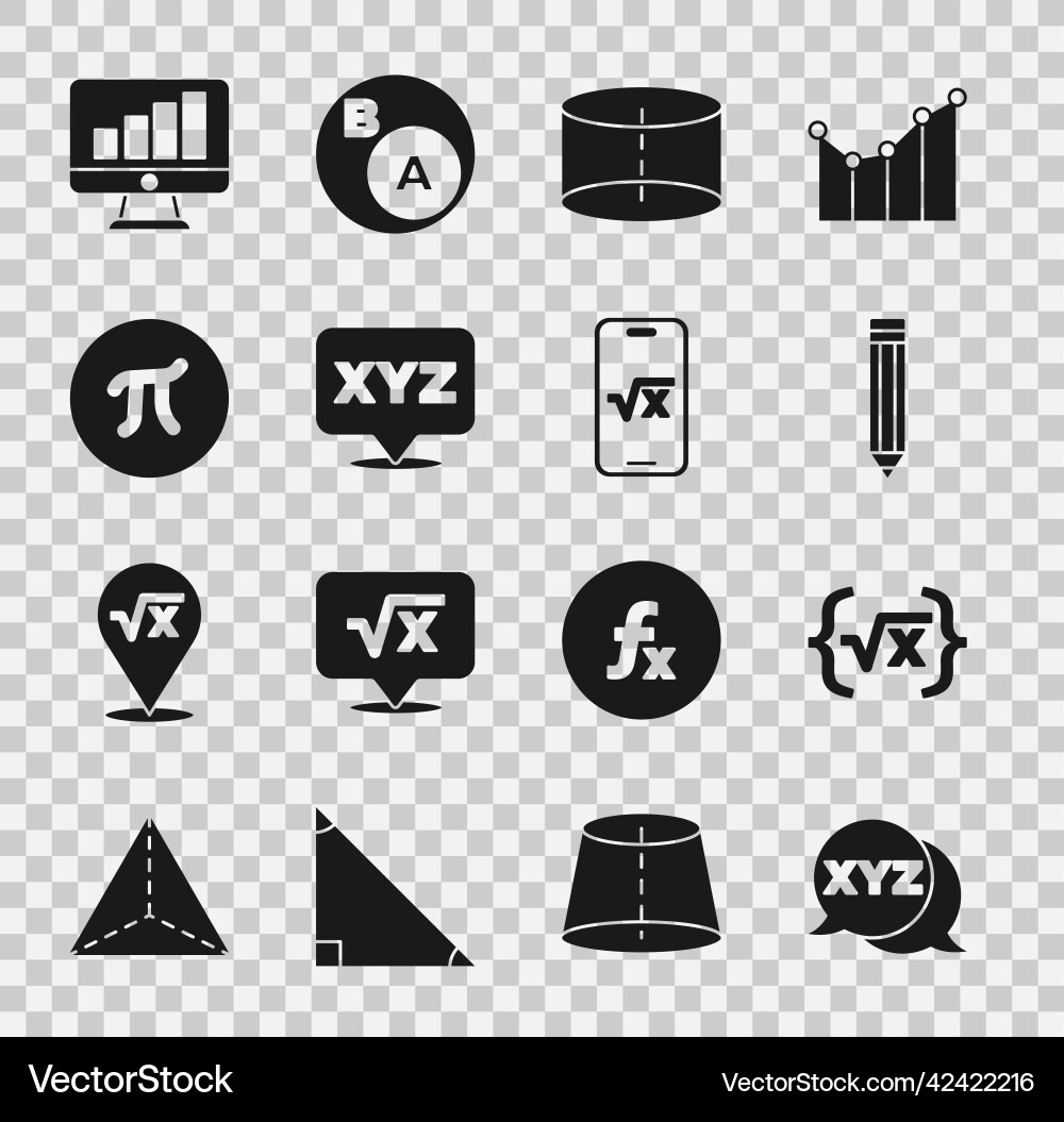 Set xyz coordinate system square root of x glyph Set xyz coordinate system square root of x glyph vector image