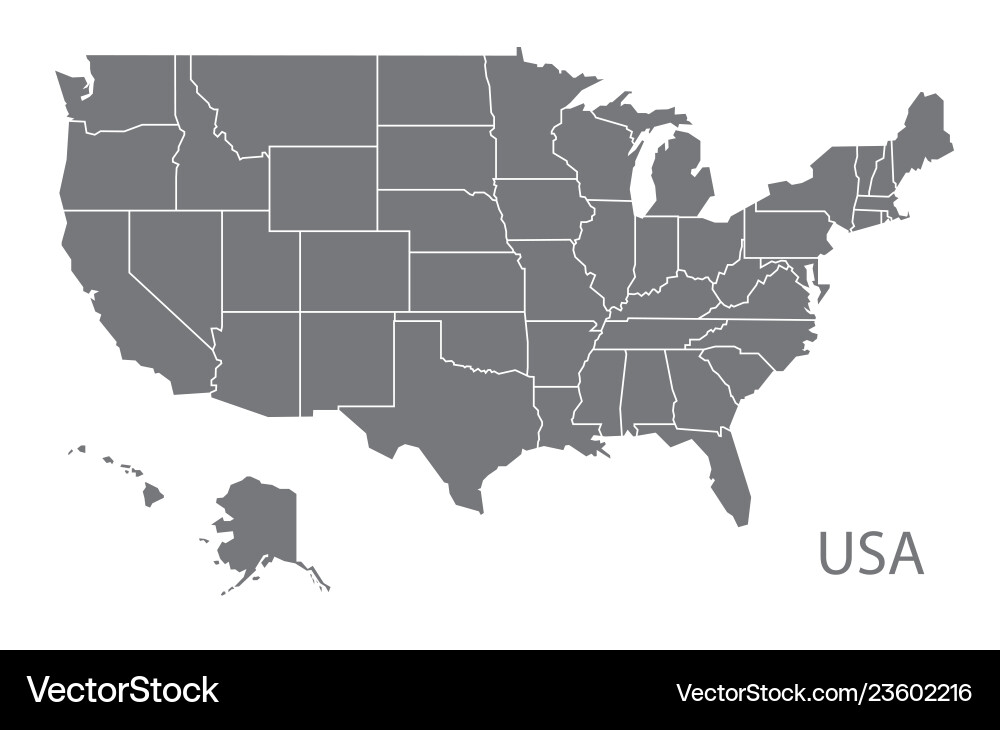 USA States Map - Grey Outline vector image