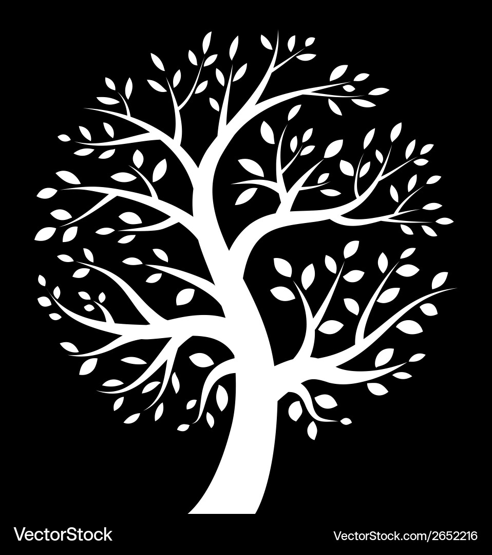 White tree icon on black background Royalty Free Vector