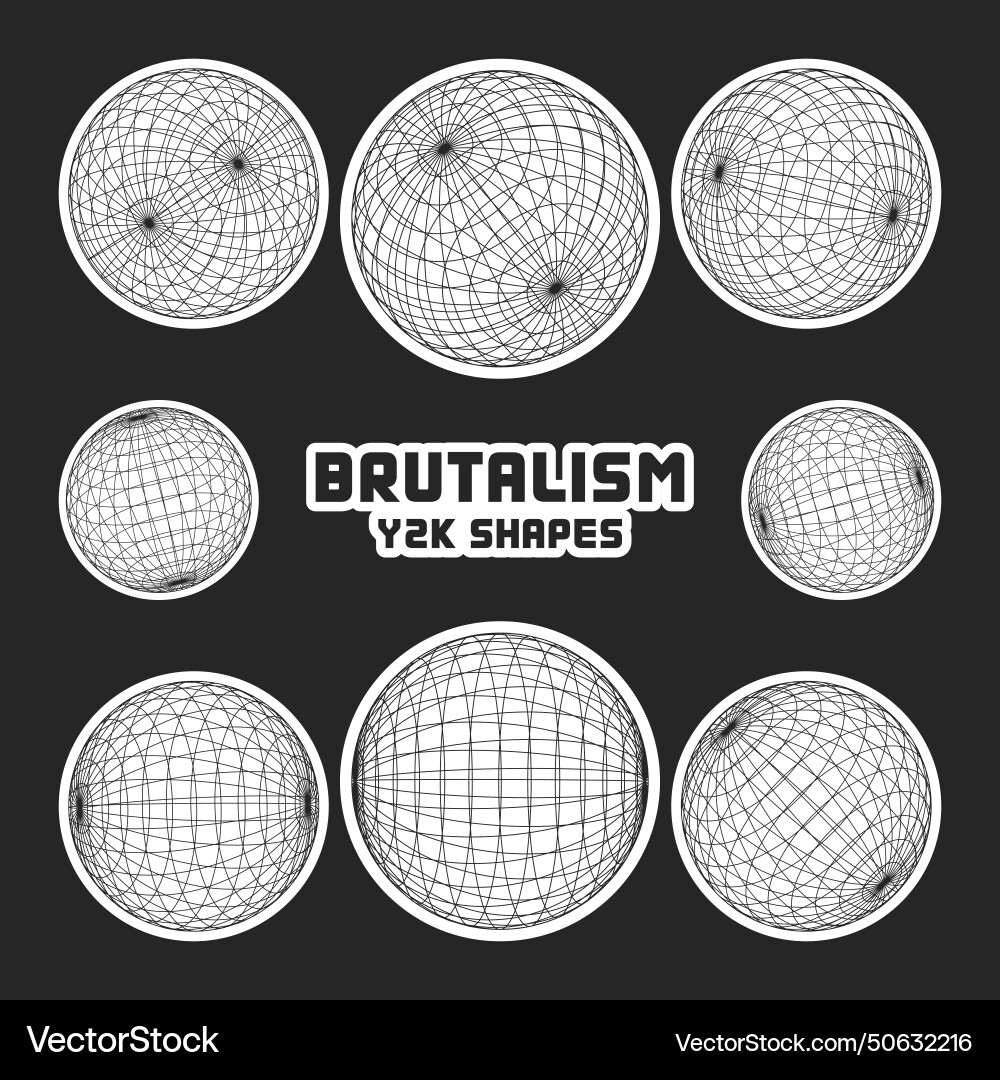 Wireframe shapes lined sphere perspective mesh Wireframe shapes lined sphere perspective mesh vector image