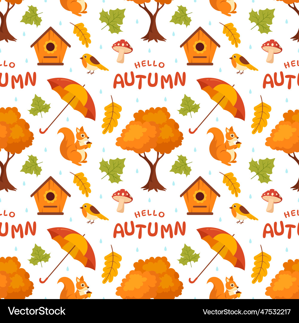 Autumn seamless pattern element panoramic Autumn seamless pattern element panoramic Vector Image