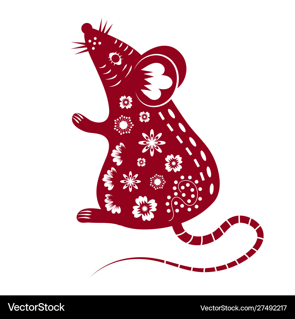 Chinese mouse in traditional paper cut style Chinese mouse in traditional paper cut style vector image