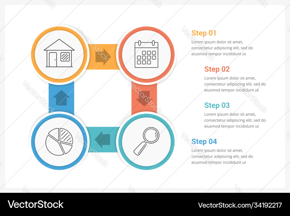 Circle diagram with four elements Circle diagram with four elements Vector Image