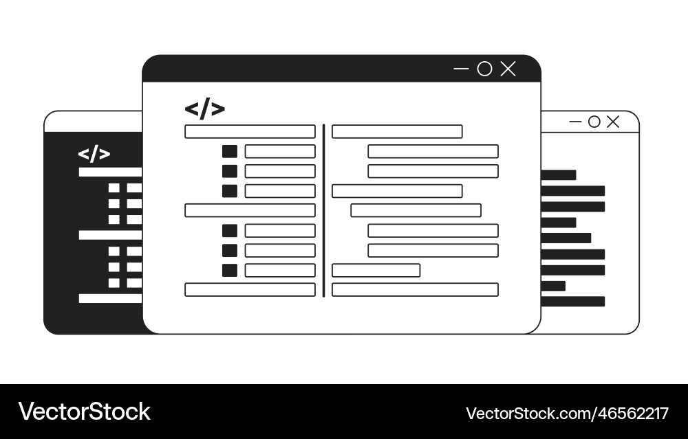 Coding screens monochrome flat icon Coding screens monochrome flat icon vector image
