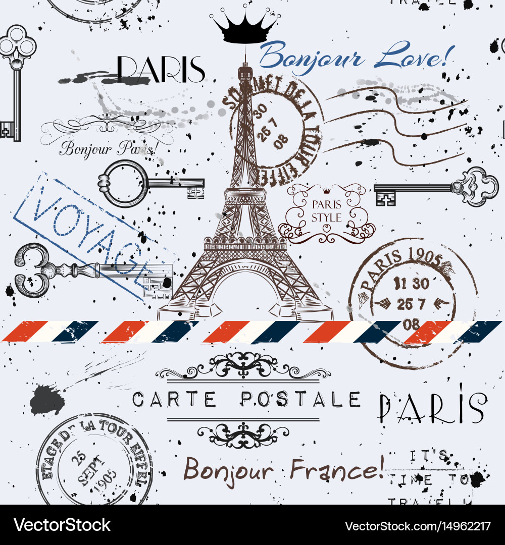 Eiffel Tower Postcard Background vector image
