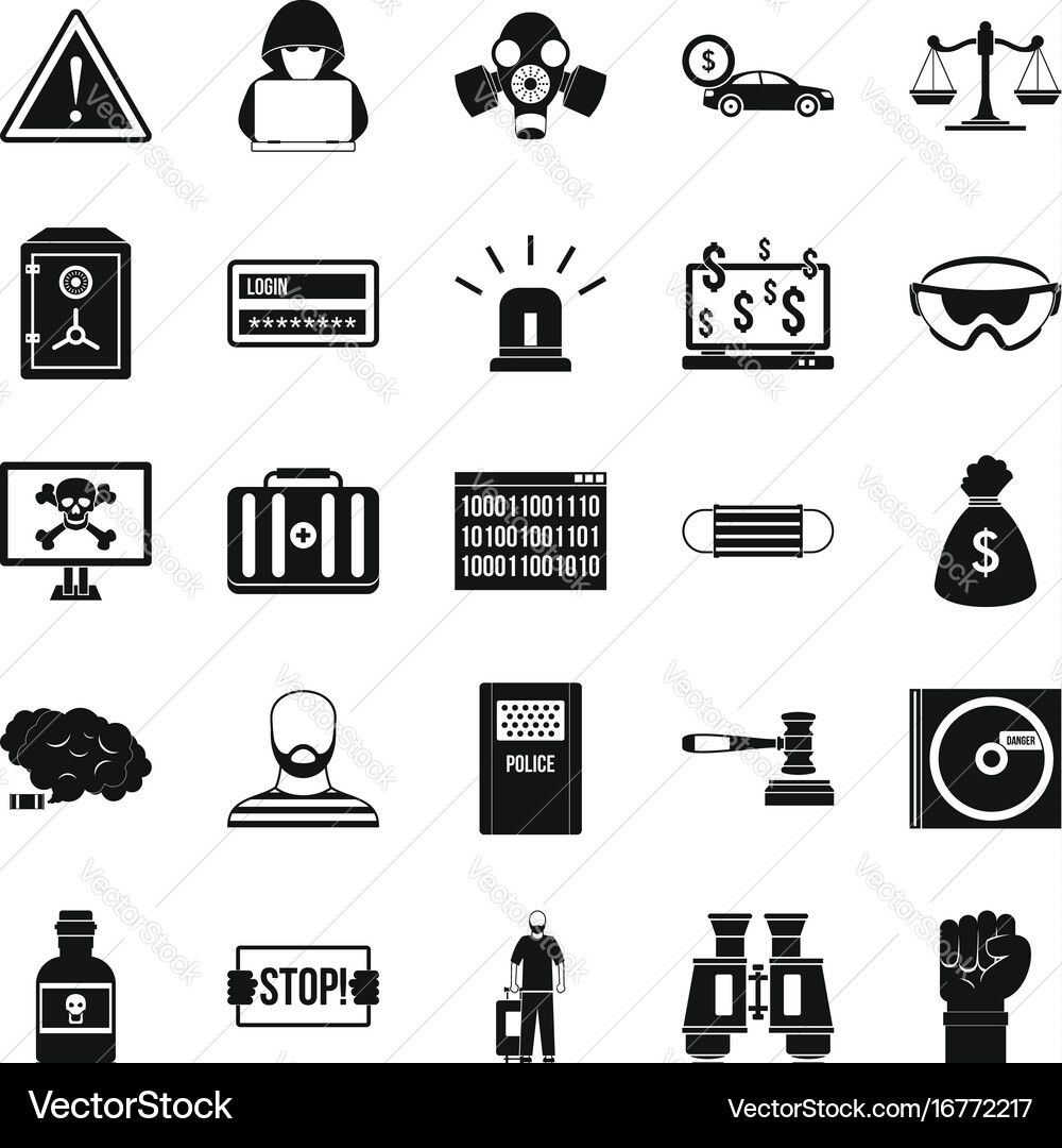 Fault icons set simple style vector image