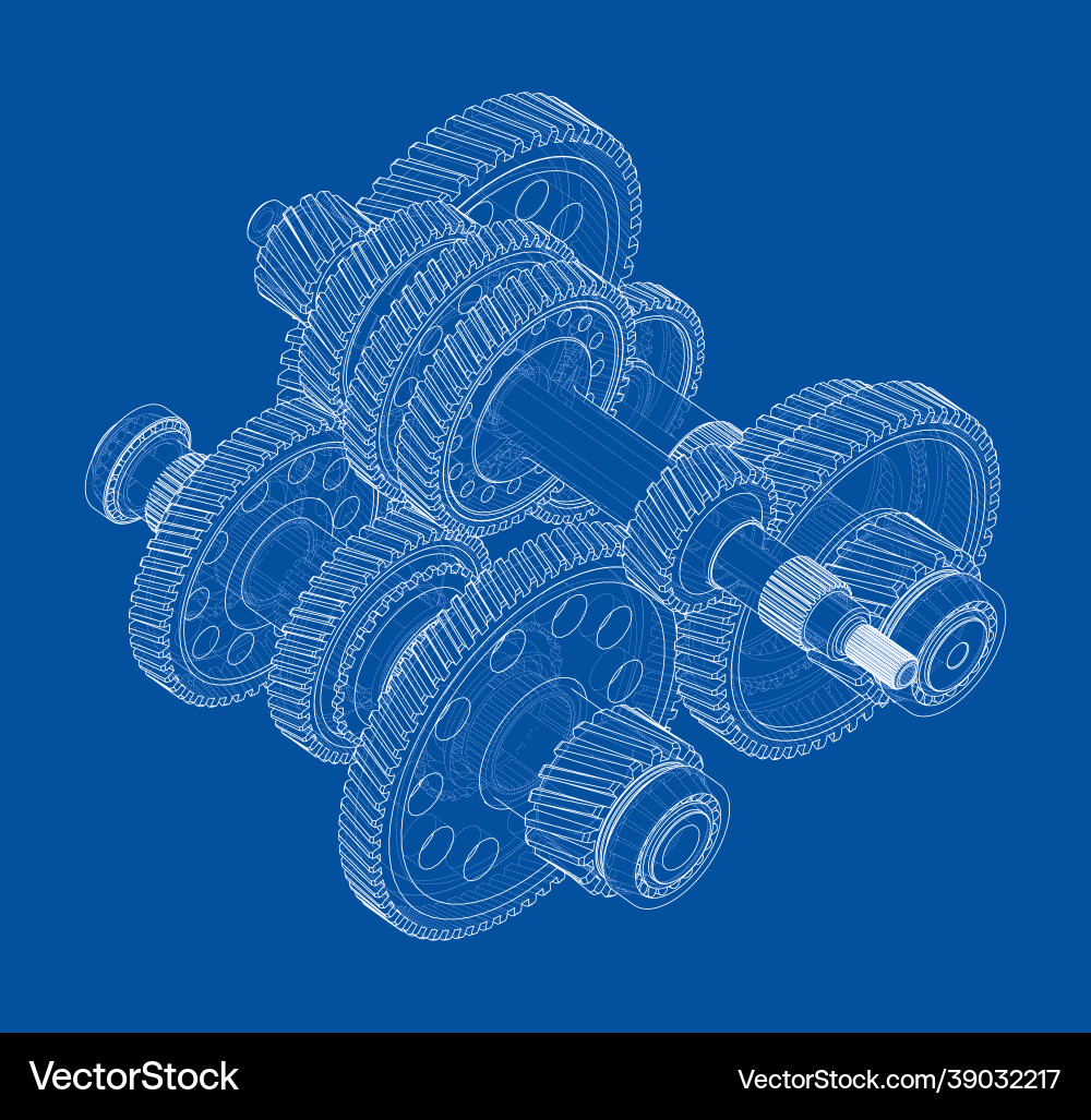 Gearbox sketch rendering of 3d Vector Image