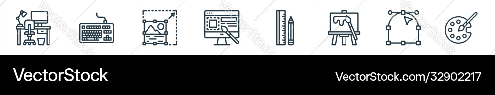 Graphic design line icons linear set quality vector image