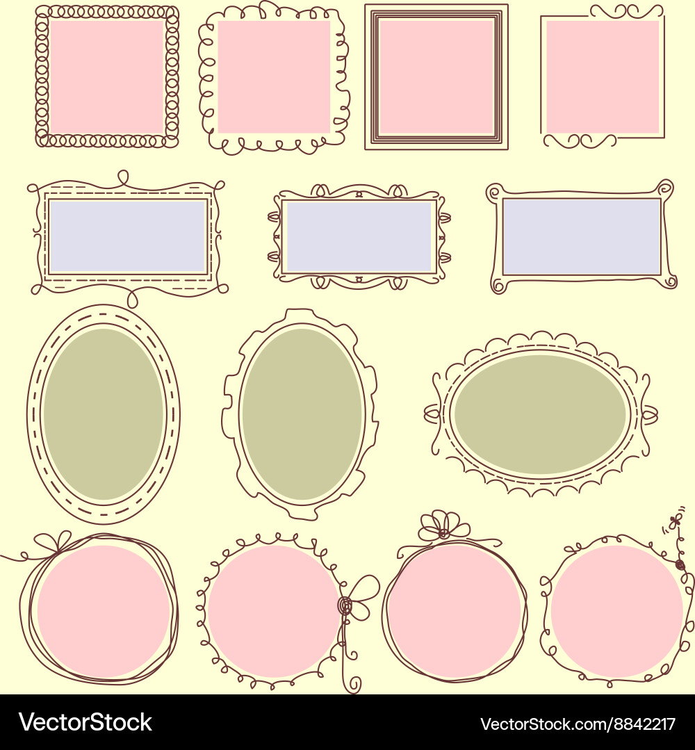 Hand drawn frames lines circle and bubble Vector Image