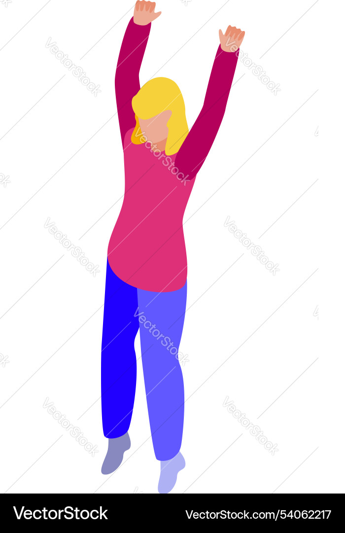 Happy woman raising hands celebrating success Happy woman raising hands celebrating success vector image