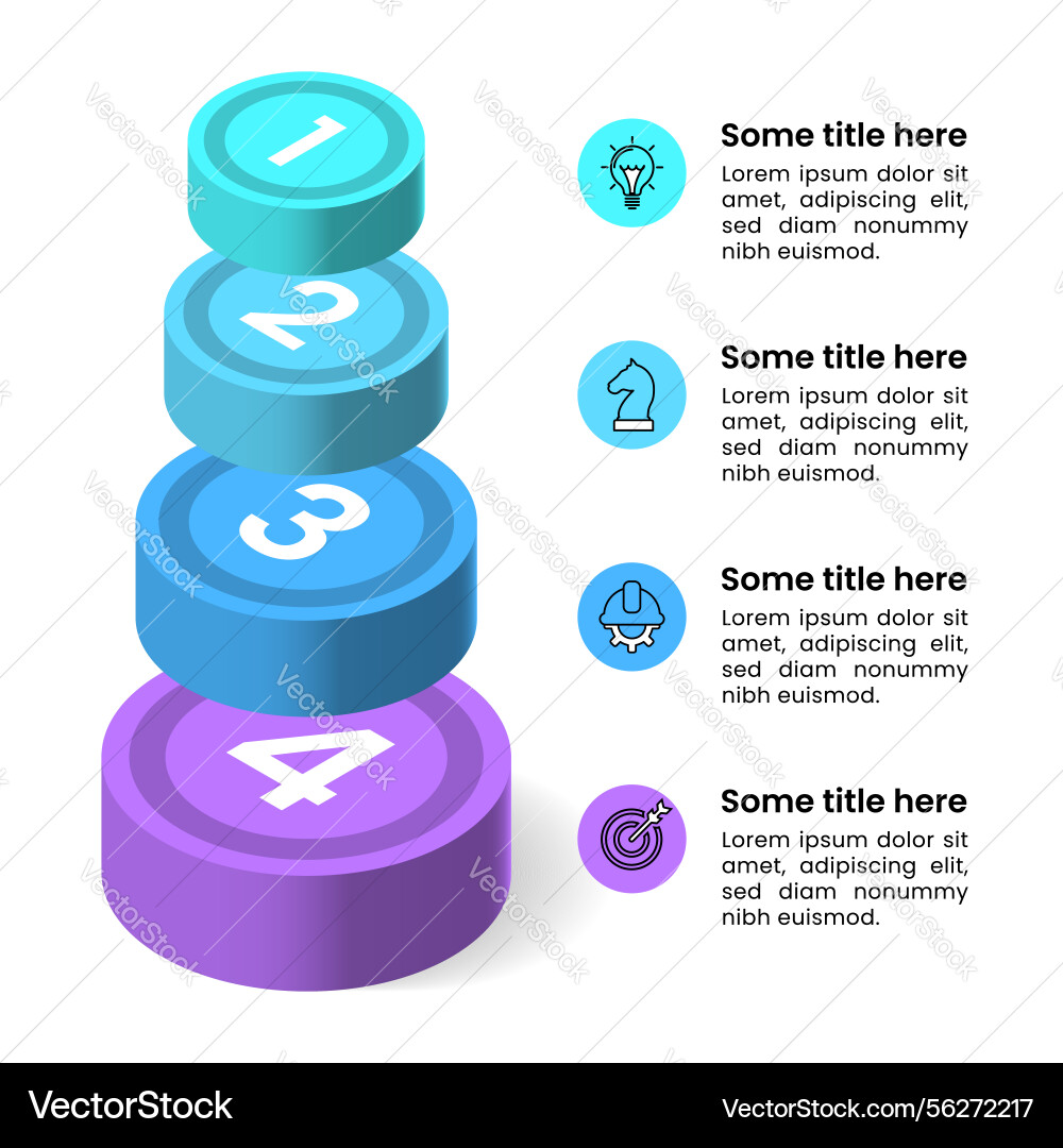 Infographic template column with numbers and 4 Infographic template column with numbers and 4 vector image