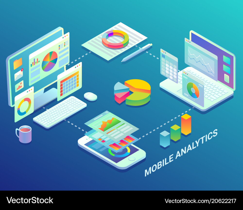 Mobile Web Analytics Flowchart vector image