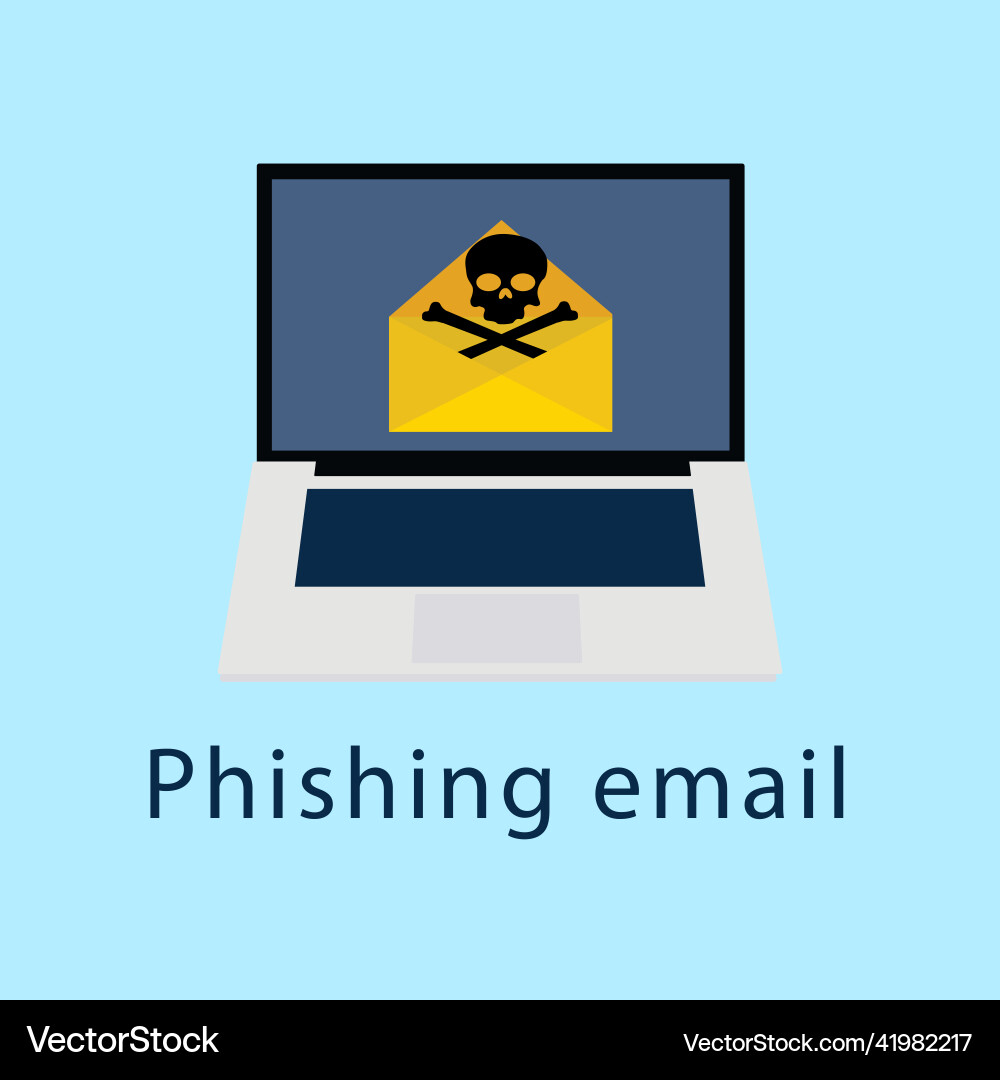 Phishing email with a skull sign computer hacker Phishing email with a skull sign computer hacker Vector Image