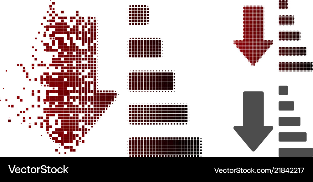 Pixelated Sort Down Arrow Vector Image