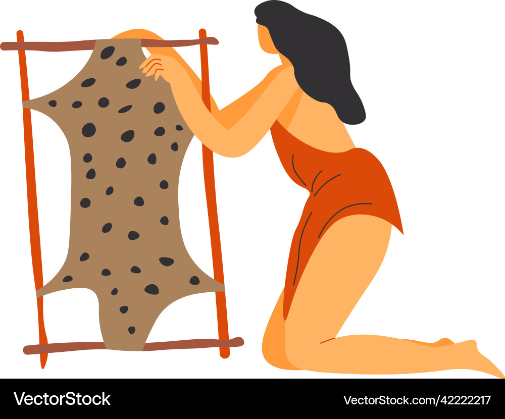 Primitive culture making clothes out of leather Primitive culture making clothes out of leather vector image