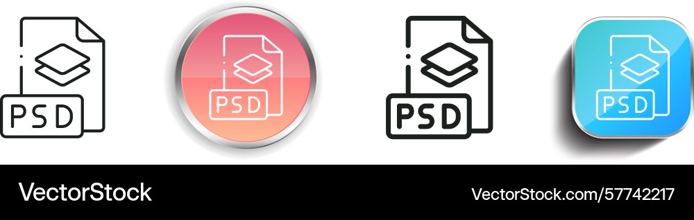 Psd icon thin linear regular and button style Psd icon thin linear regular and button style vector image