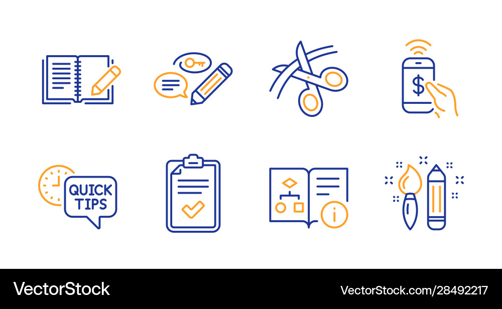 Quick tips checklist and feedback icons set Quick tips checklist and feedback icons set vector image