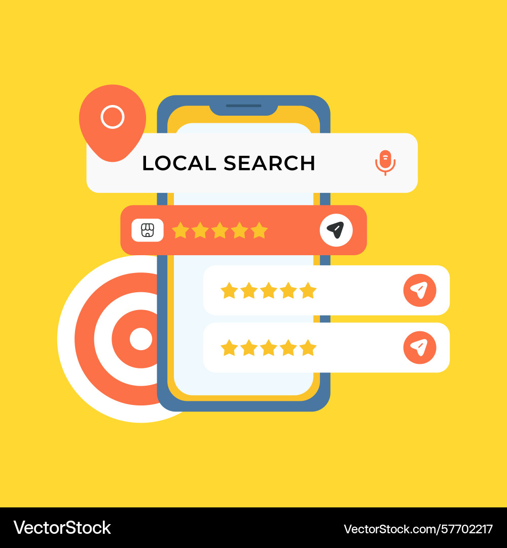 Smartphone displaying local search results Smartphone displaying local search results vector image