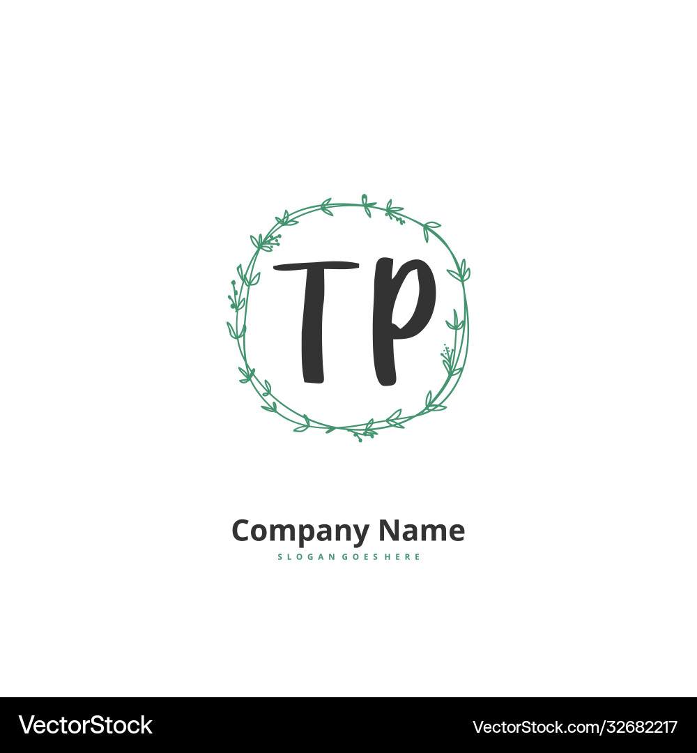 T p tp initial handwriting and signature logo T p tp initial handwriting and signature logo Vector Image