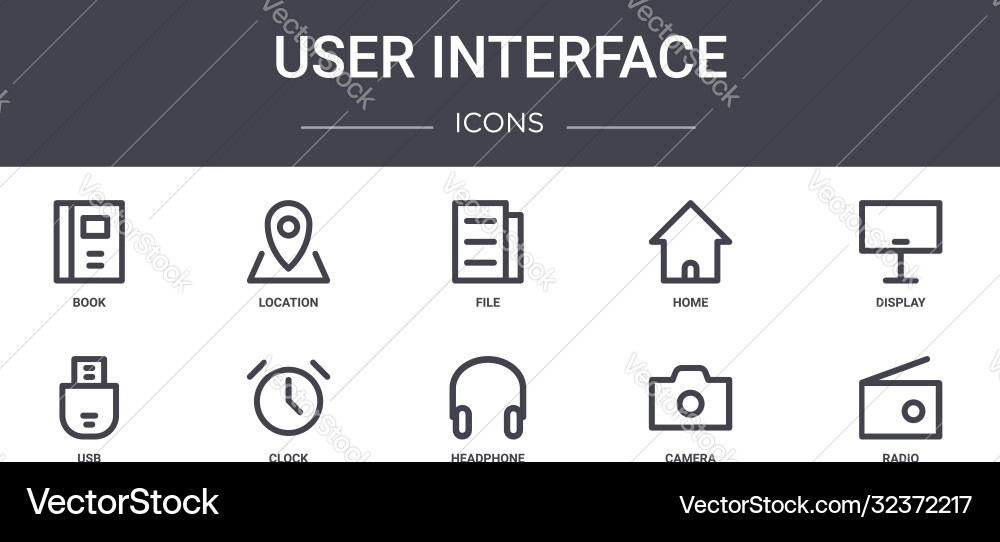 User interface concept line icons set contains User interface concept line icons set contains vector image