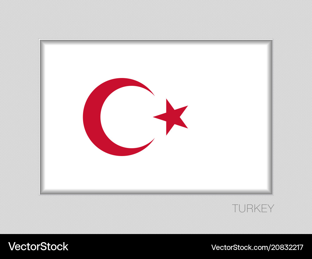 White turkish flag with red crescent and star White turkish flag with red crescent and star vector image