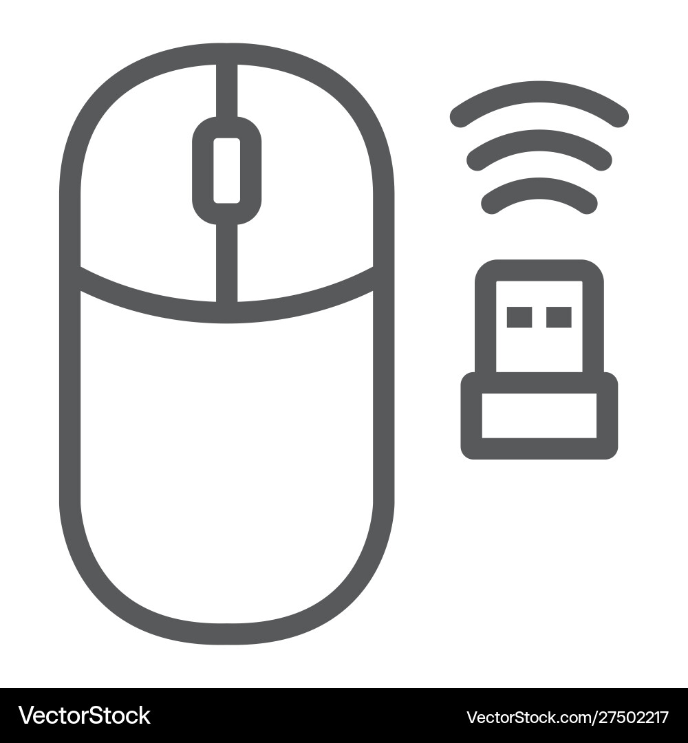 Wireless mouse line icon cursor and device Wireless mouse line icon cursor and device vector image