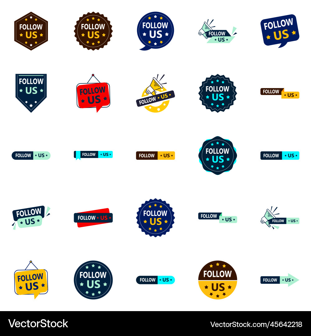 20 follow-boosting follow us graphic elements 20 follow-boosting follow us graphic elements vector image