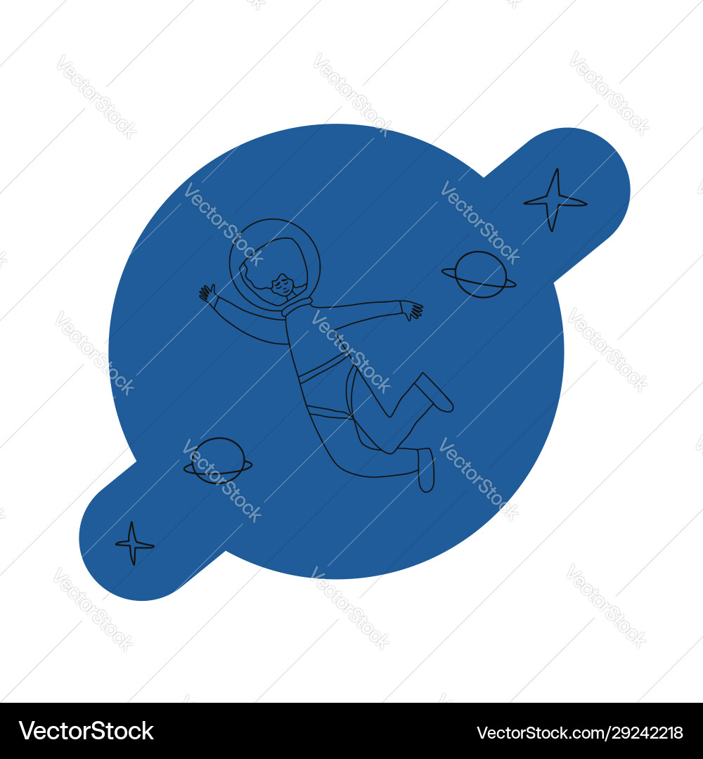 Astronaut in open space man floating universe Vector Image