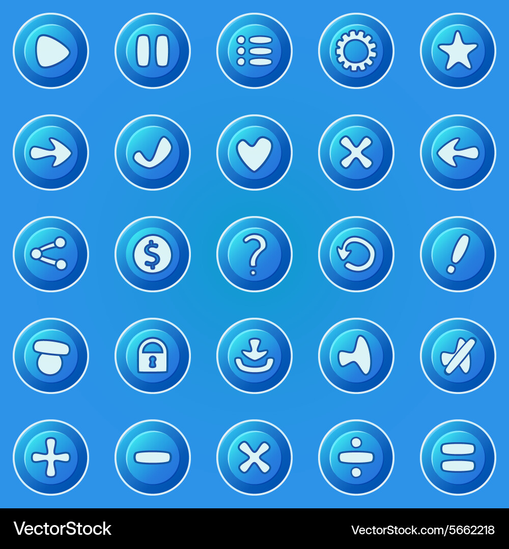 Blue buttons for game ui vector image